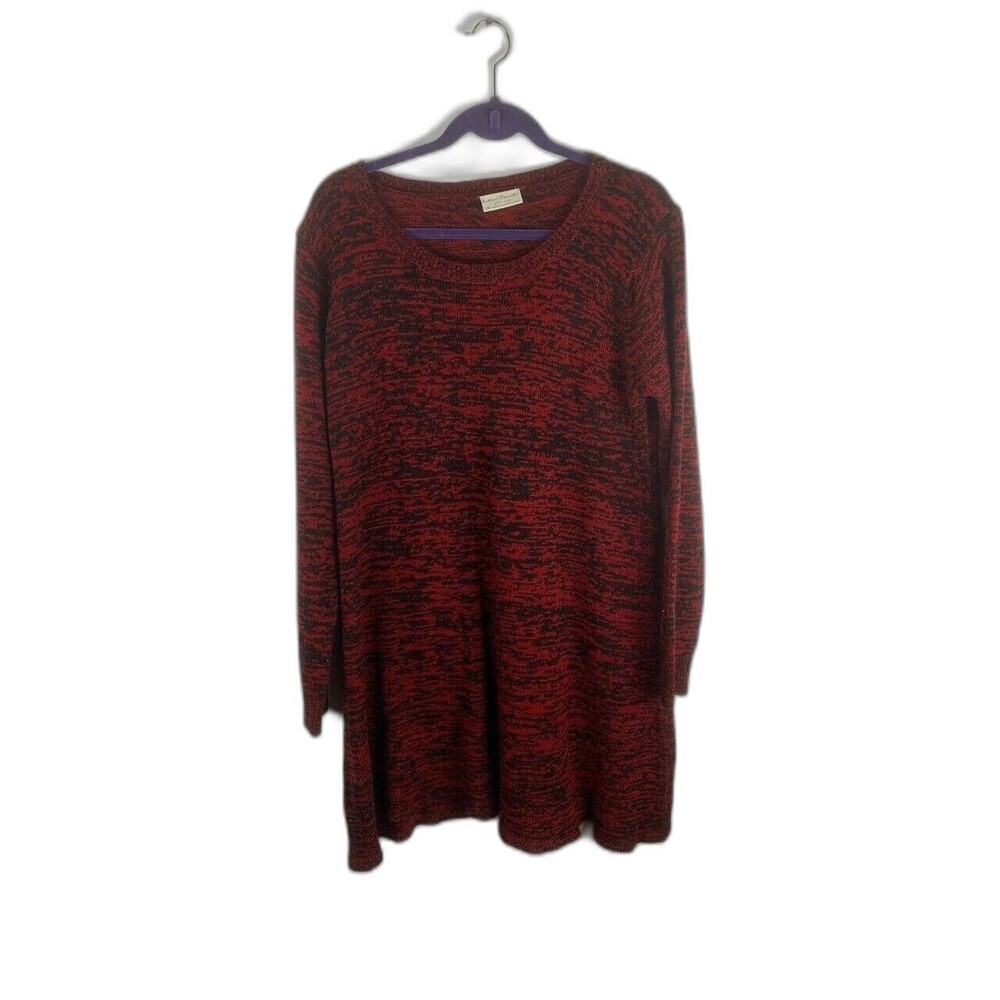 Bobbie Brooks Womens Long Red Tunic Sweater Top Size 2X